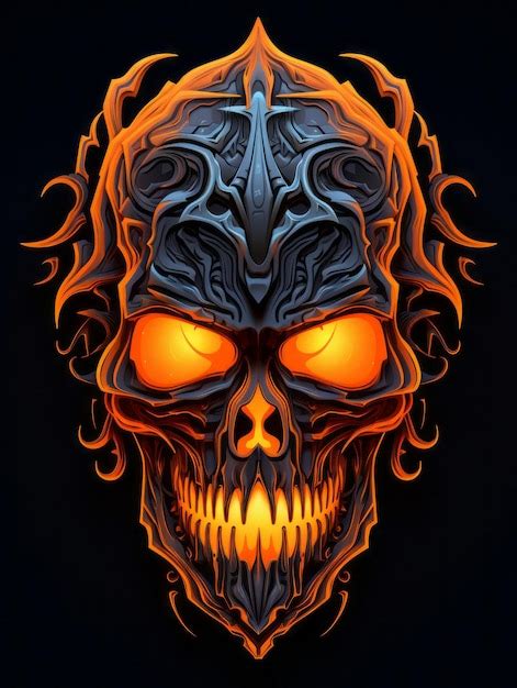 Premium AI Image | a skull with glowing eyes on a black background