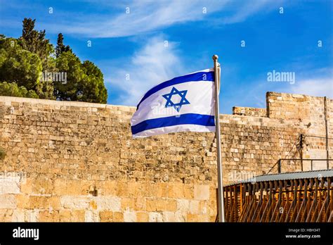 Israeli Flag Western"Wailing" Wall of Ancient Temple Jerusalem Israel ...