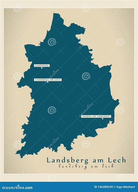 Modern Map - Landsberg am Lech County of Bavaria DE Stock Vector ...