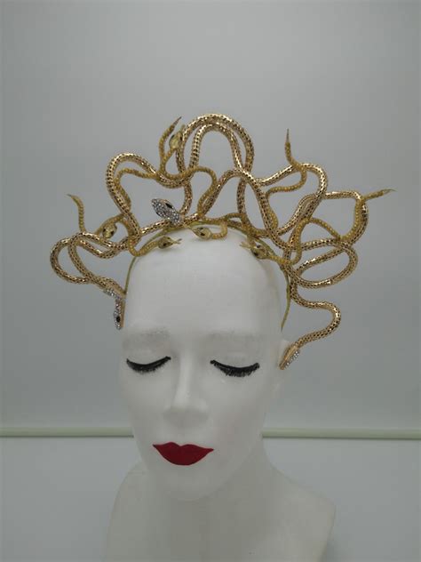 Gold Medusa Snake Headdress,fantasy Headdress,gorgon Headpiece,gold Snake Rhinestone Crown ...