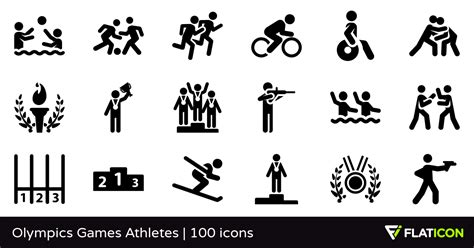 olympic games and athletes icon set