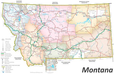 Road Map Of Montana With Cities