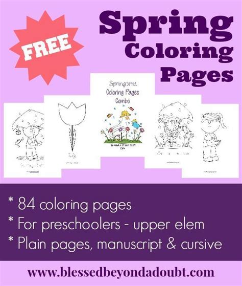 Spring Coloring Pages with handwriting practice! 84 pages of FUN! Homeschool Holidays ...