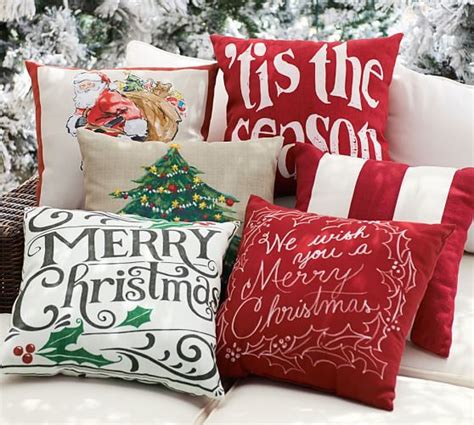 Merry Christmas Sentiment Indoor/Outdoor Pillow | Pottery Barn