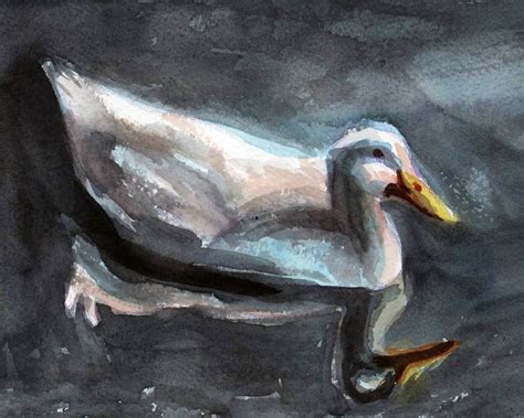 White Duck Original Watercolor Painting Impressionist Bird - Etsy