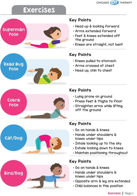 Gross Motor Exercise Worksheets - Chicago Occupational Therapy Pediatric Physical Therapy ...