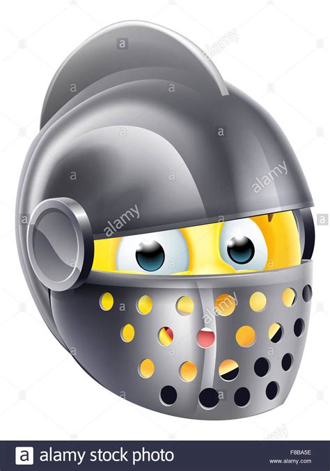 Knight cartoon emoji emoticon smiley face character wearing a medieval knights helmet Stock ...