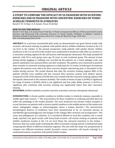 (PDF) A STUDY TO COMPARE THE EFFICACY OF ULTRASOUND WITH ECCENTRIC EXERCISES AND ULTRASOUND WITH ...