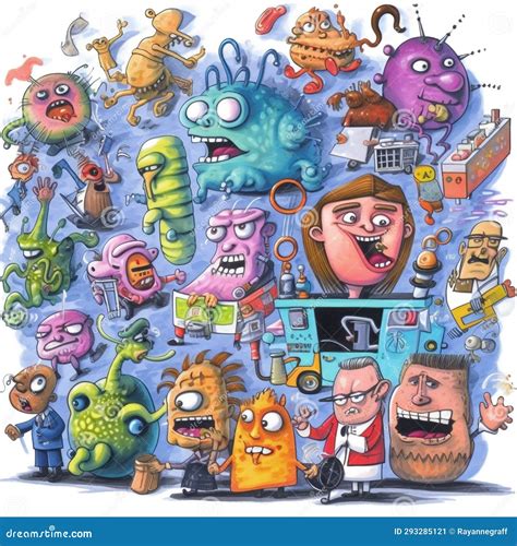 Cold Disease Symptoms Cartoon Doodles Style Stock Image - Image of ...