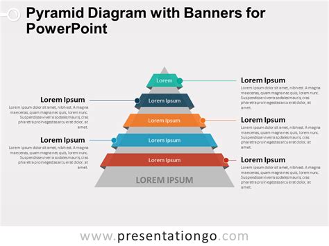 Pyramid Diagram with Banners for PowerPoint - PresentationGO.com