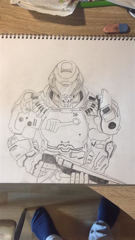 My First Doom Slayer Drawing. : r/Doom