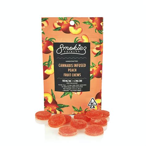 Peach Fruit Chews, 100 mg - CA - Smokiez Edibles