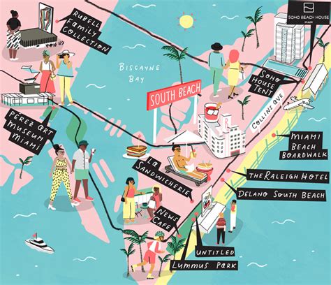 South Beach Illustrated Map :: Behance