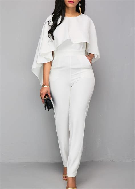 Open Back White Zipper Back Cloak Jumpsuit on sale only US$40.11 now, buy cheap Open Back White ...