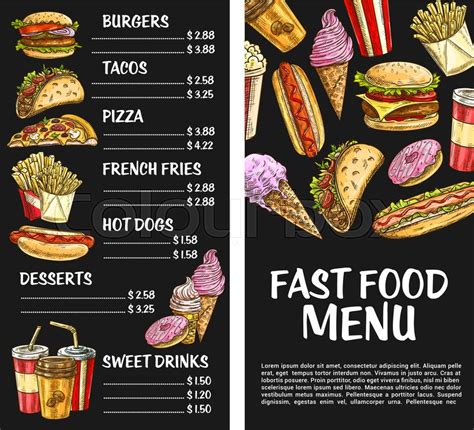 Fast food menu template. Vector price ... | Stock vector | Colourbox