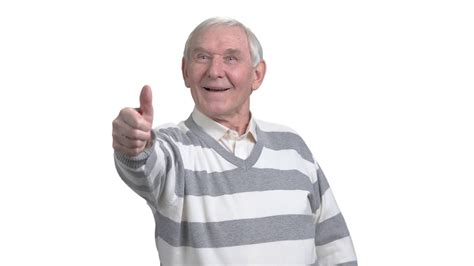 Old man with two thumbs up. Happy senior man giving two thumbs up ...