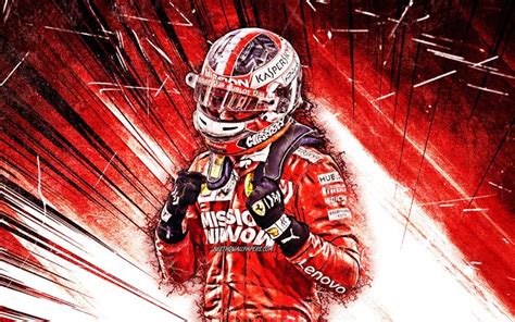 Download wallpapers Charles Leclerc, grunge art, Scuderia Ferrari ...