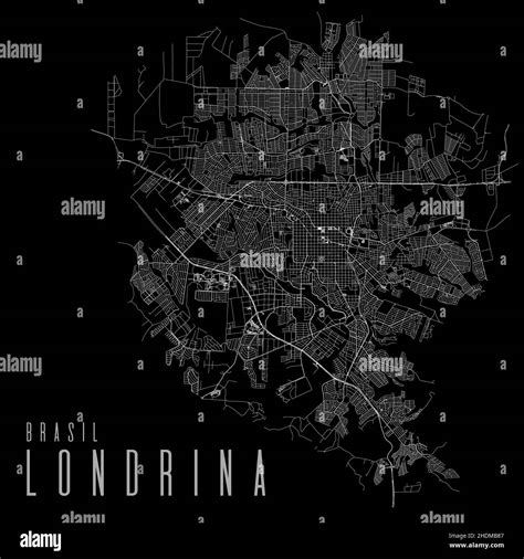 Londrina city vector map poster. Brazil municipality square linear street map, administrative ...