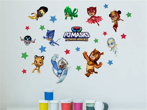 Power Heros Wall Sticker Pack, PJ Masks Wall Sticker, PJ Masks Wall ...