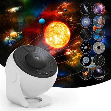 Galaxy & Planetarium Projector with LED Star Night Light, 4K 12 HD Discs, 360° Rotation, Timing ...