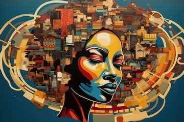 Premium AI Image | Africa map with images of African women painted in futurist dynamism ...