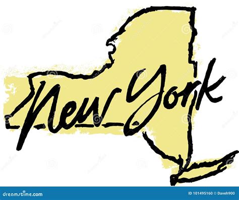 Hand Drawn New York State Sketch Vector Illustration | CartoonDealer ...