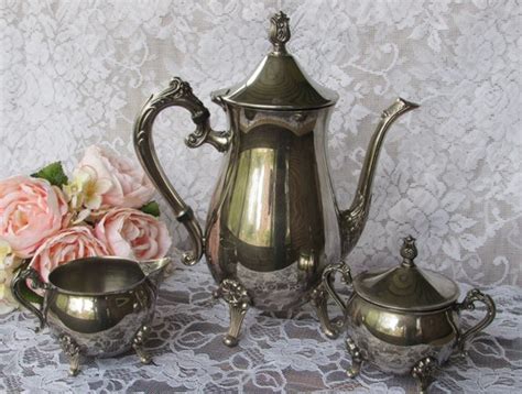 Vintage Silver Tea Set Silver Teapot Ornate by GardenofChic