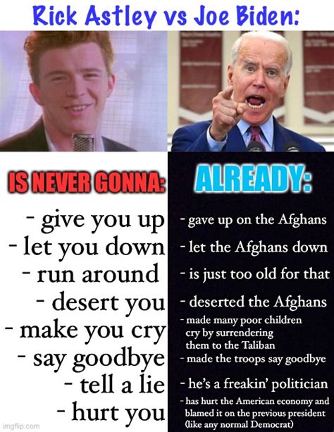 Rick Astley > Joe Biden - Imgflip