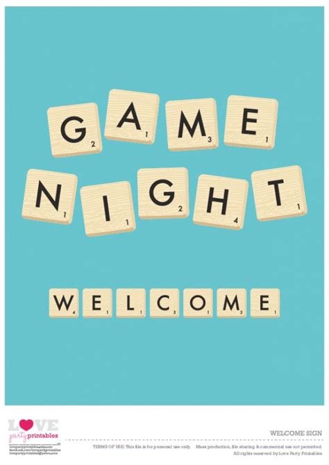 Free Game Night Welcome Sign Printable | CatchMyParty.com | Game night parties, Game night ...