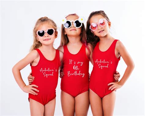 Customized Kids Swimsuits Birthday Swims for Girls Your Text - Etsy