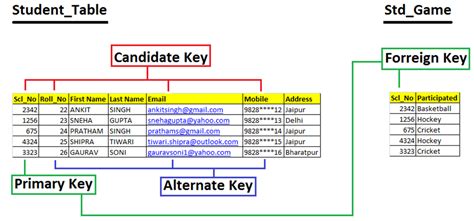 Concept of KEYS in Data Base (Primary, Candidate, Alternate and Foreign Keys)