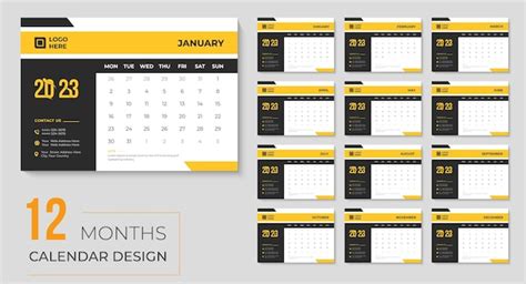 Premium Vector | Happy new year 2023 desk calendar design, monthly and ...