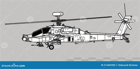 Boeing AH-64D Apache Longbow, AgustaWestland Apache. Vector Drawing of Attack Helicopter Stock ...