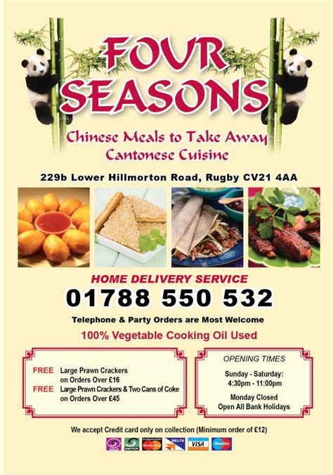 Four Seasons Chinese Takeaway Rugby's full menu online