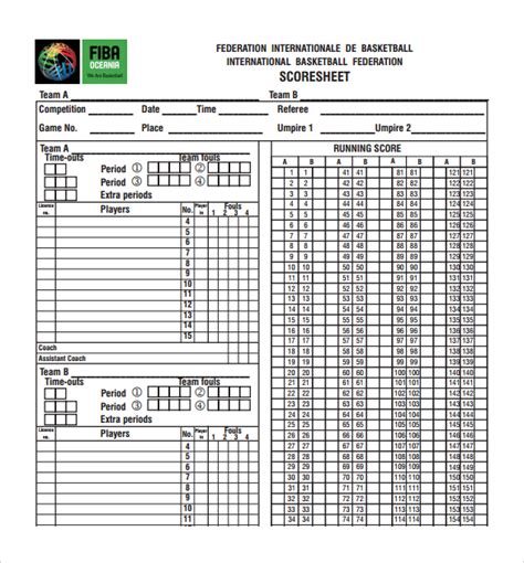 FREE 11+ Sample Basketball Score Sheet Templates in Google Docs, Google ...