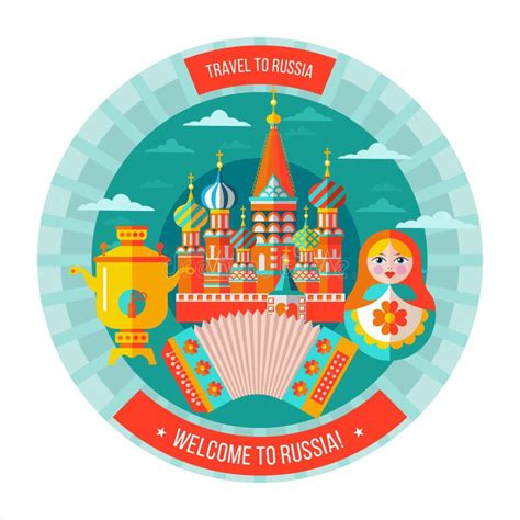 Travelling To Russia. Welcome To Russia. Vector Illustration Iso Stock Vector - Illustration of ...