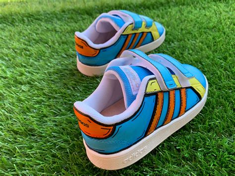 Kids Adidas Cartoon Style Custom Hand Painted Shoes | Etsy