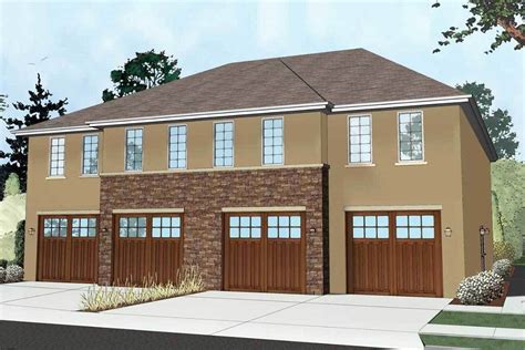 Winsome Fourplex - 62543DJ | Architectural Designs - House Plans