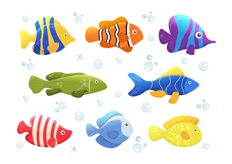 Premium Vector | Illustration of a group of fish in bright colors