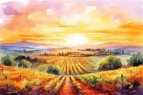 Vineyard landscape outdoors painting. AI | Free Photo Illustration ...