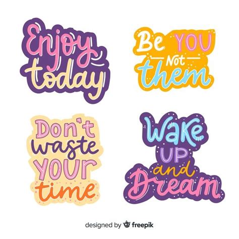 Premium Vector | Collection of motivational lettering stickers | Lettering, Motivational sticker ...