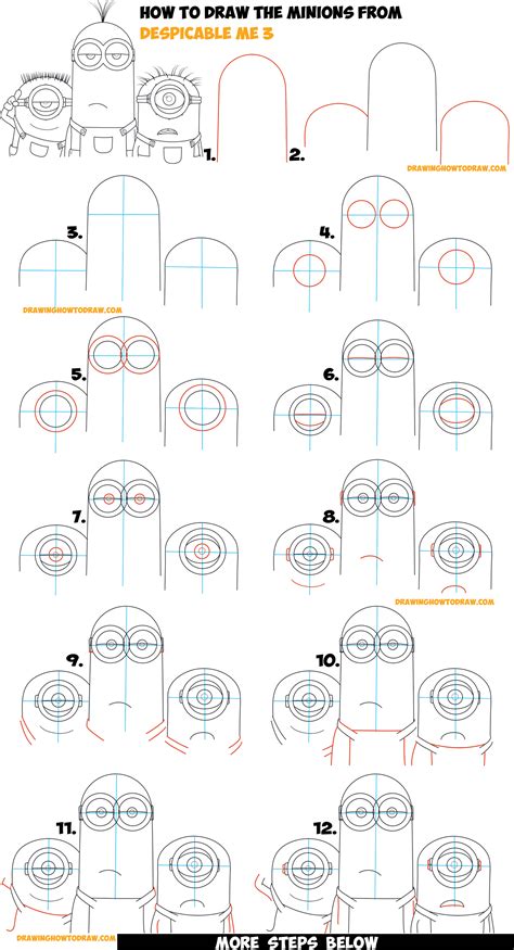 How to Draw the Minions from Despicable Me 3 Easy Step by Step Drawing Tutorial for Kids ...