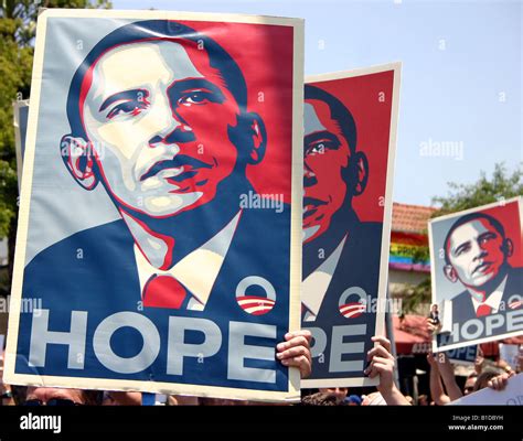 Obama supporters march carrying HOPE posters Stock Photo - Alamy