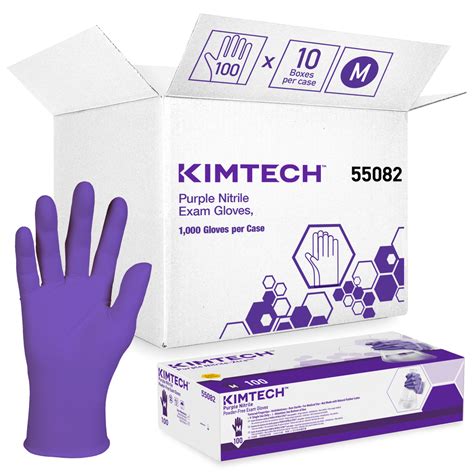 Kimtech™ Purple Nitrile™ Exam Gloves (55082), 5.9 Mil, Ambidextrous, 9.5”, Medium, 100 Nitrile ...