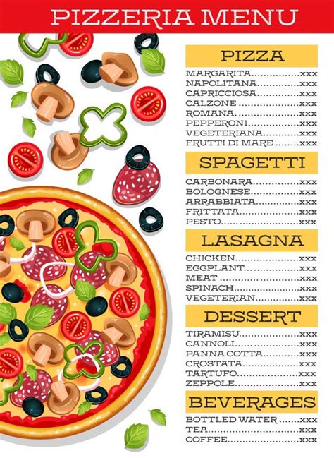 Free Vector | Pizza menu template | Pizza menu, Pizza menu design ...