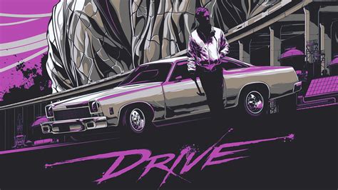 Wallpaper : illustration, car, Ryan Gosling, Drive movie, screenshot ...