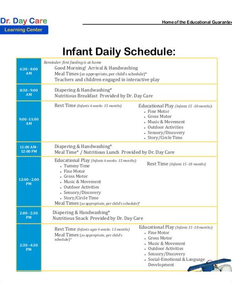 10+ Daycare Schedule Templates - Sample, Examples