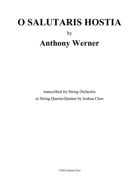 O Salutaris Hostia (in F Major) (arr. Joshua Choe) Sheet Music ...