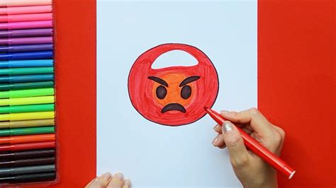 How to draw Angry Face Emoji - YouTube