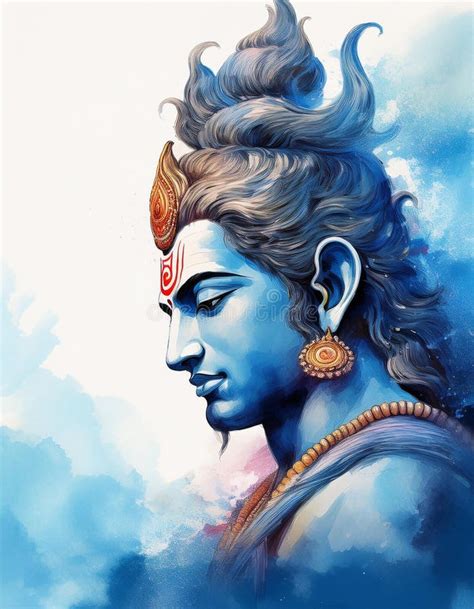 Lord Shiva Watercolor Blue Color Stock Illustration - Illustration of ...